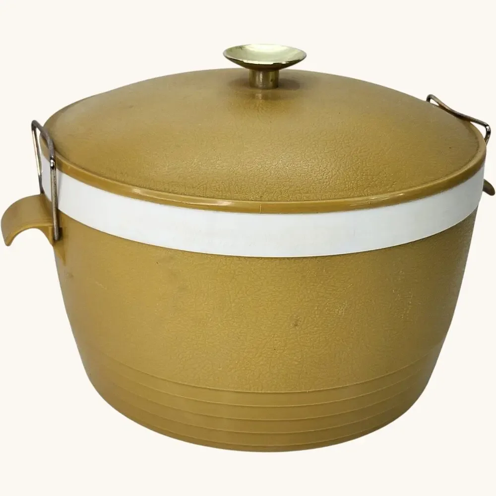 SunFrost Therm-O-Ware Ice Bucket Gold Vintage Barware Hot Cold Insulated Lidded